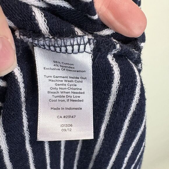 Tablots Navy White Stripe Contrast Trim V-Neck Nautical Tunic Blouse 1X Beach - Picture 5 of 7